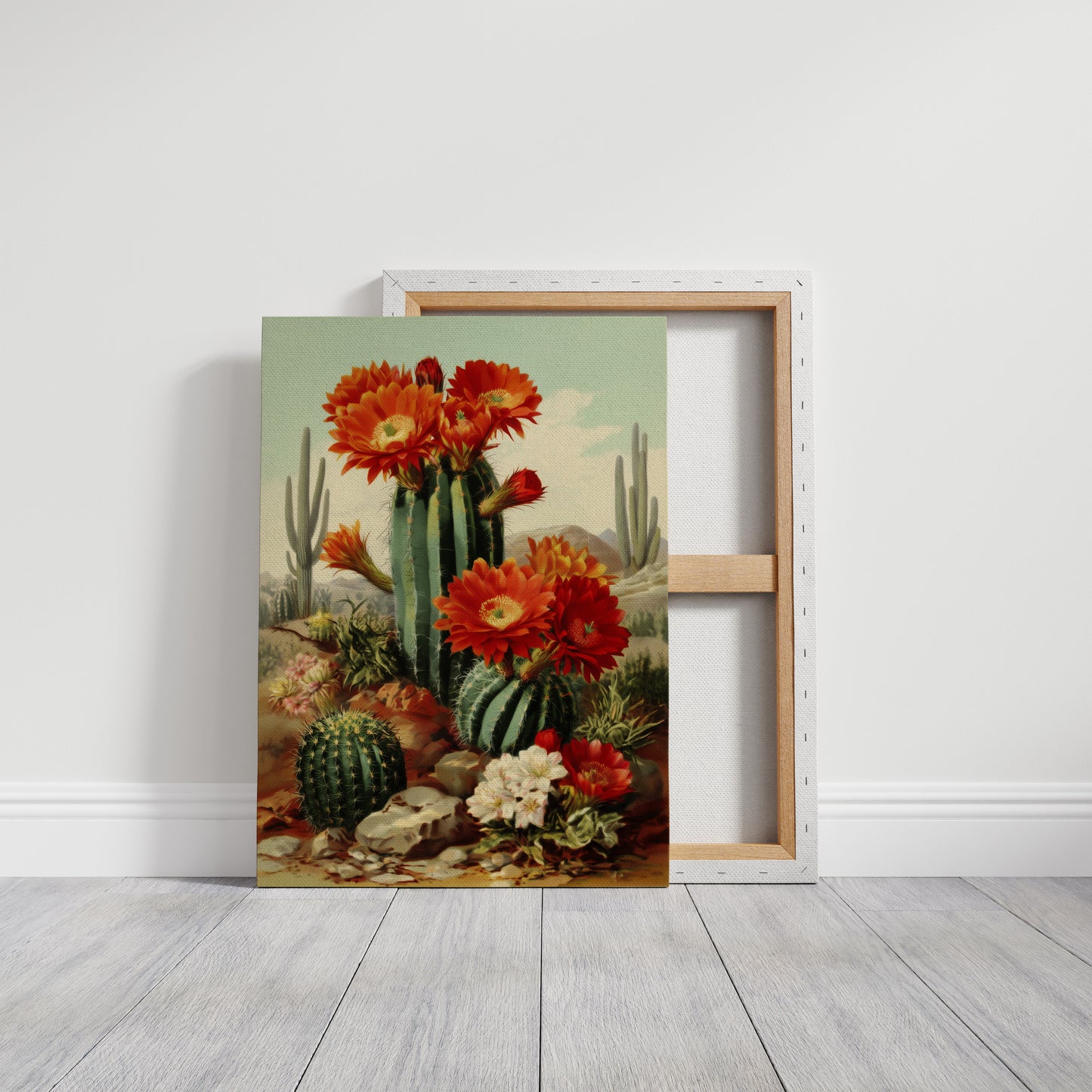 Desert Blooms Dance Against Mountains