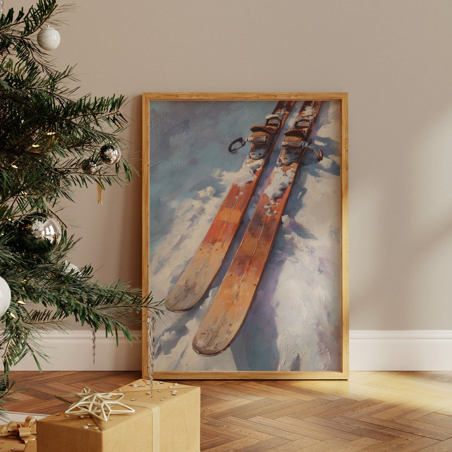 Vintage Skis Chase Winter Clouds