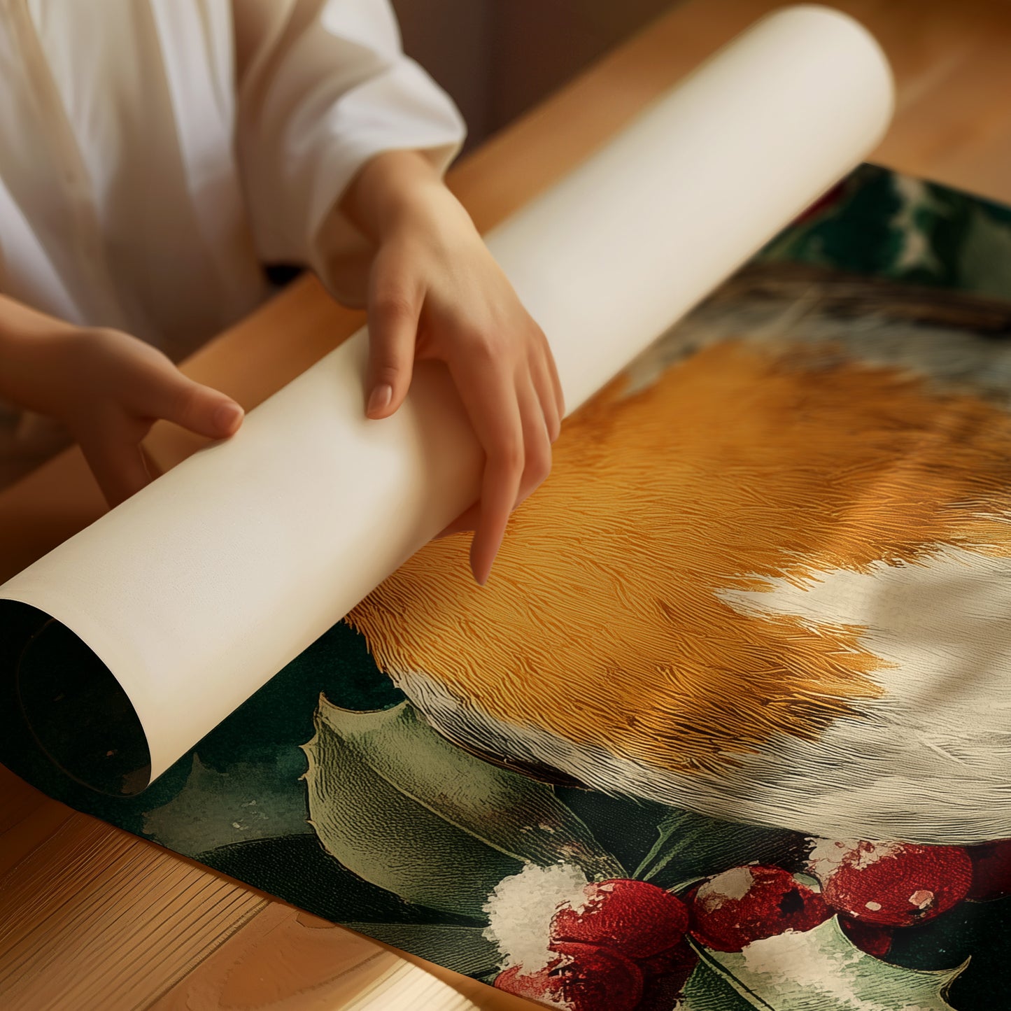 Robin in the Holly Snow