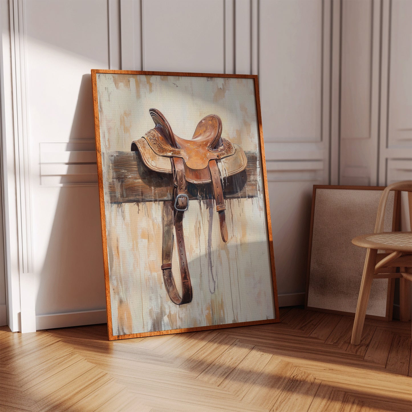 Weathered Rest: Western Saddle Still Life