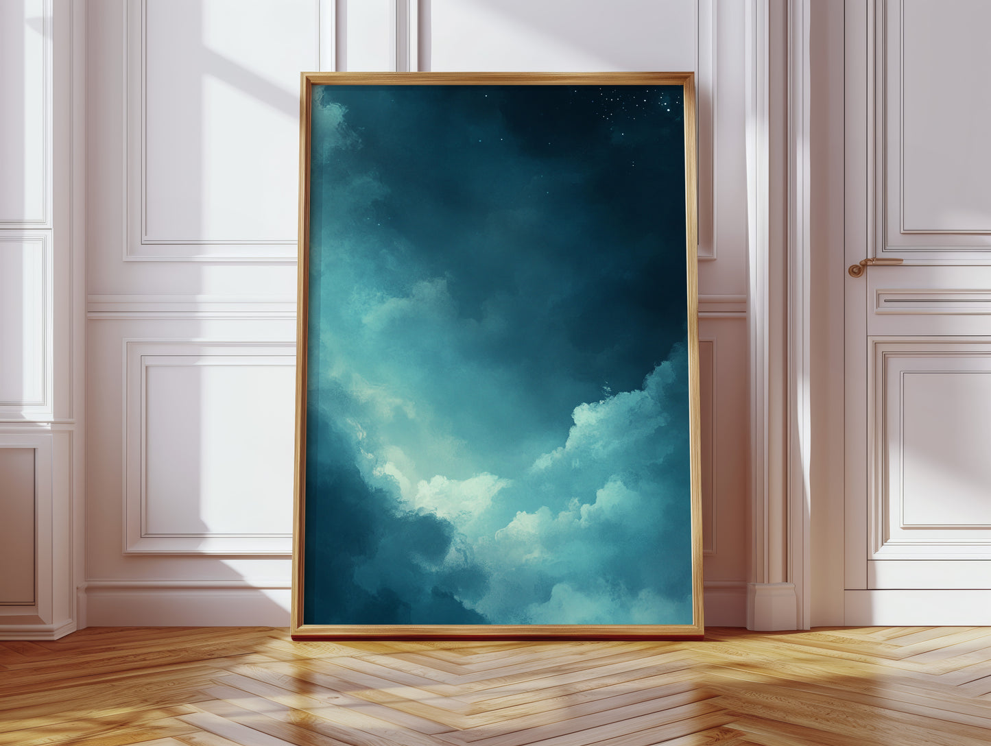 Celestial Drift Through Midnight Blue