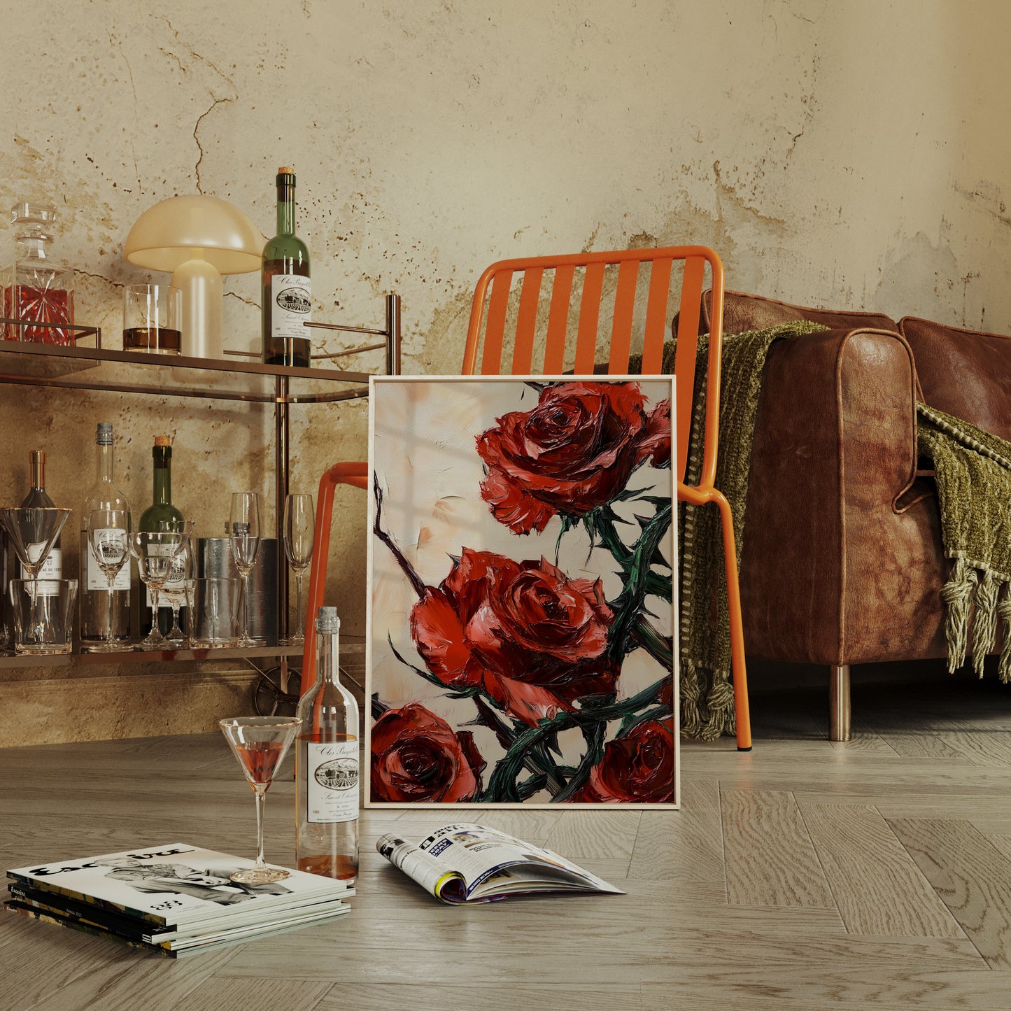 Crimson Roses with Thorns