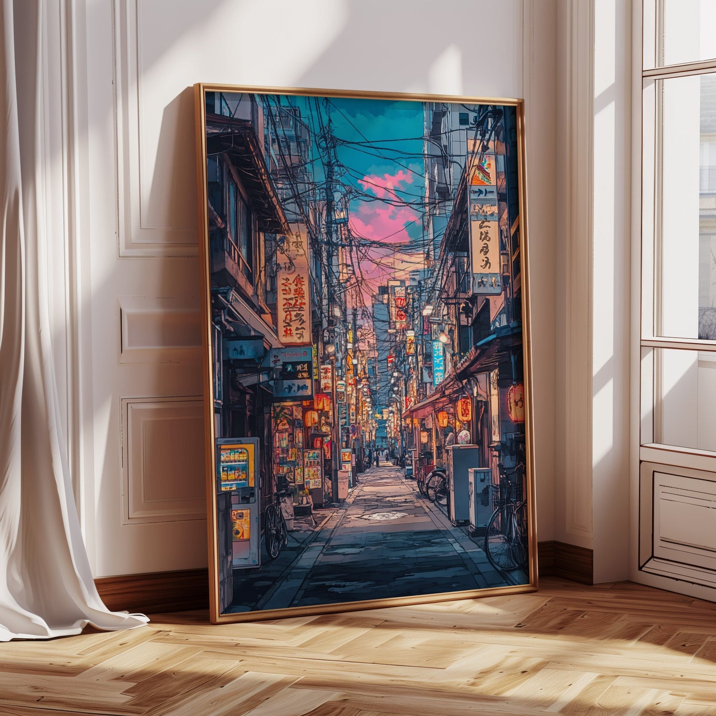 Vibrant Tokyo Street Art Print – Neon Cityscape Aesthetic