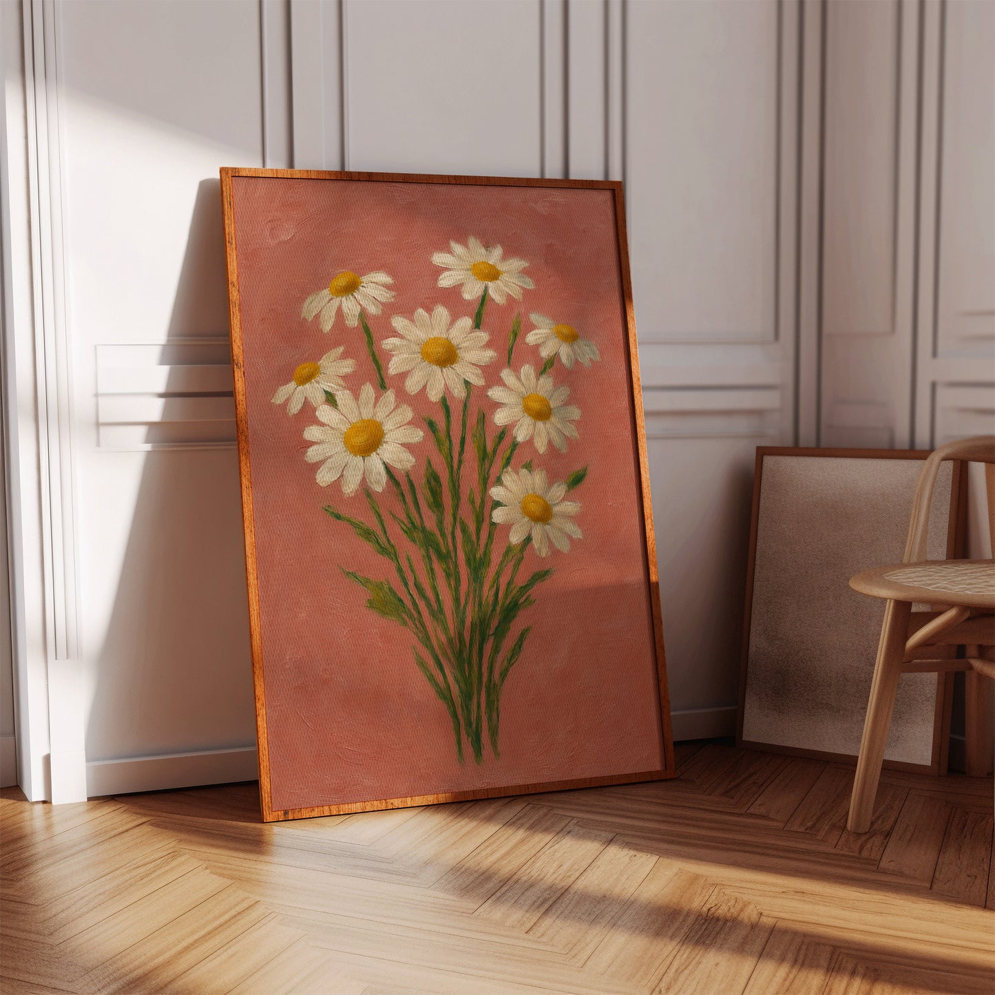 Wild Daisies on Blush Canvas
