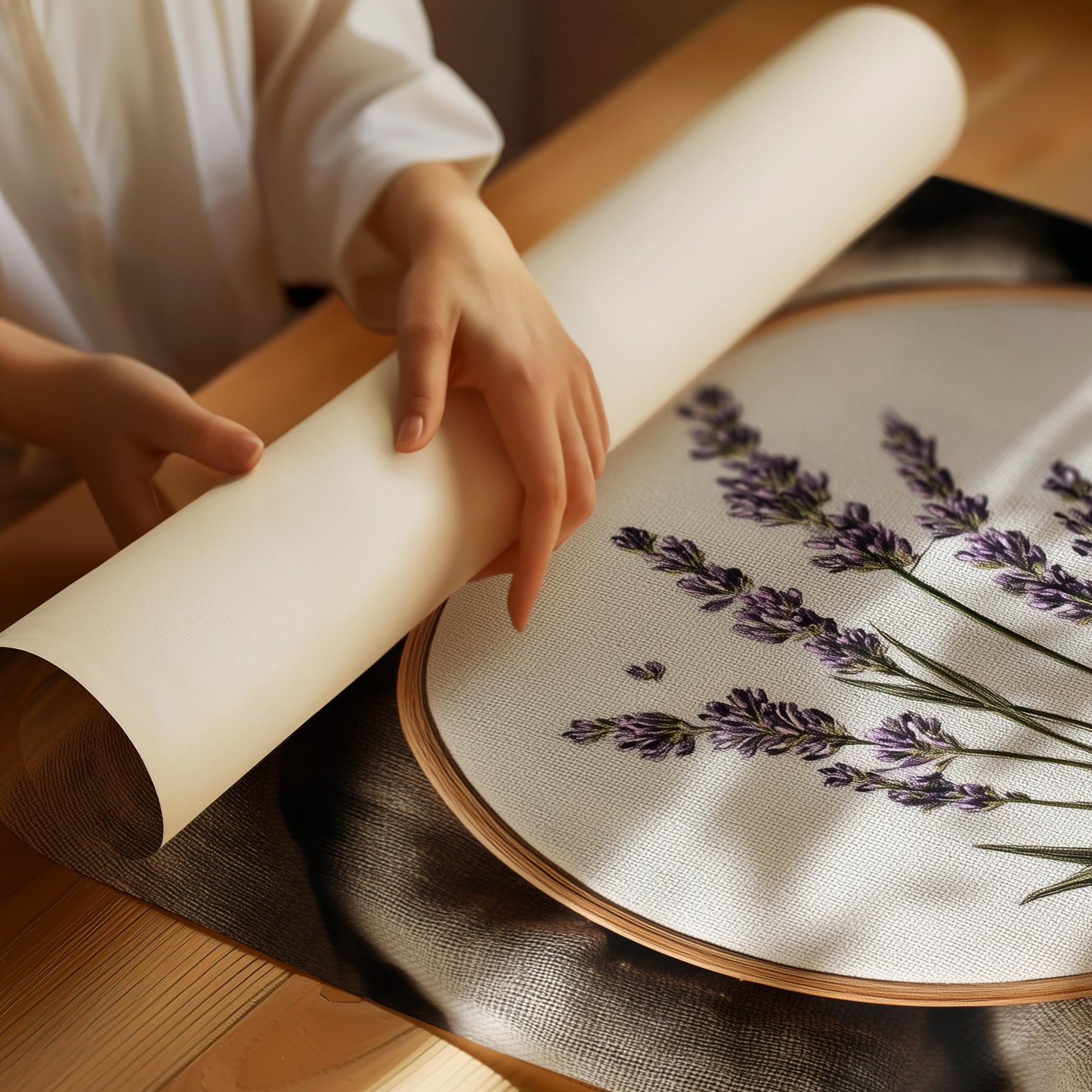 Lavender Stitched on Quiet Cloth