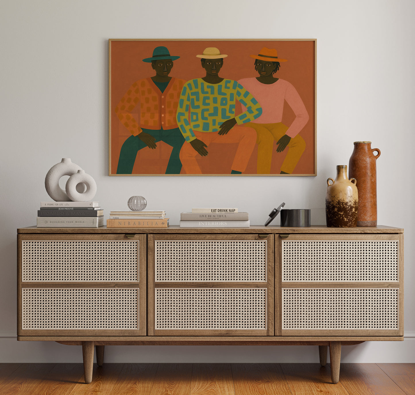 Three Friends in Patterned Harmony