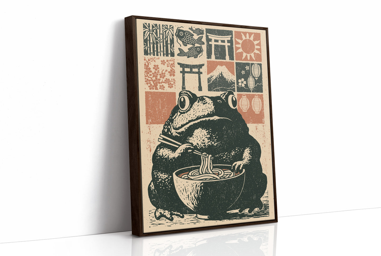 Ramen Toad in the Koi Bowl: Woodblock Feast