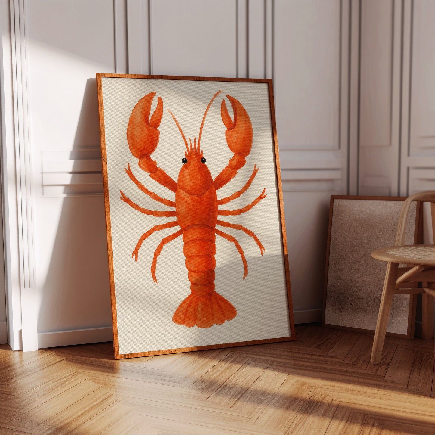 Watercolor Lobster in Coastal Red