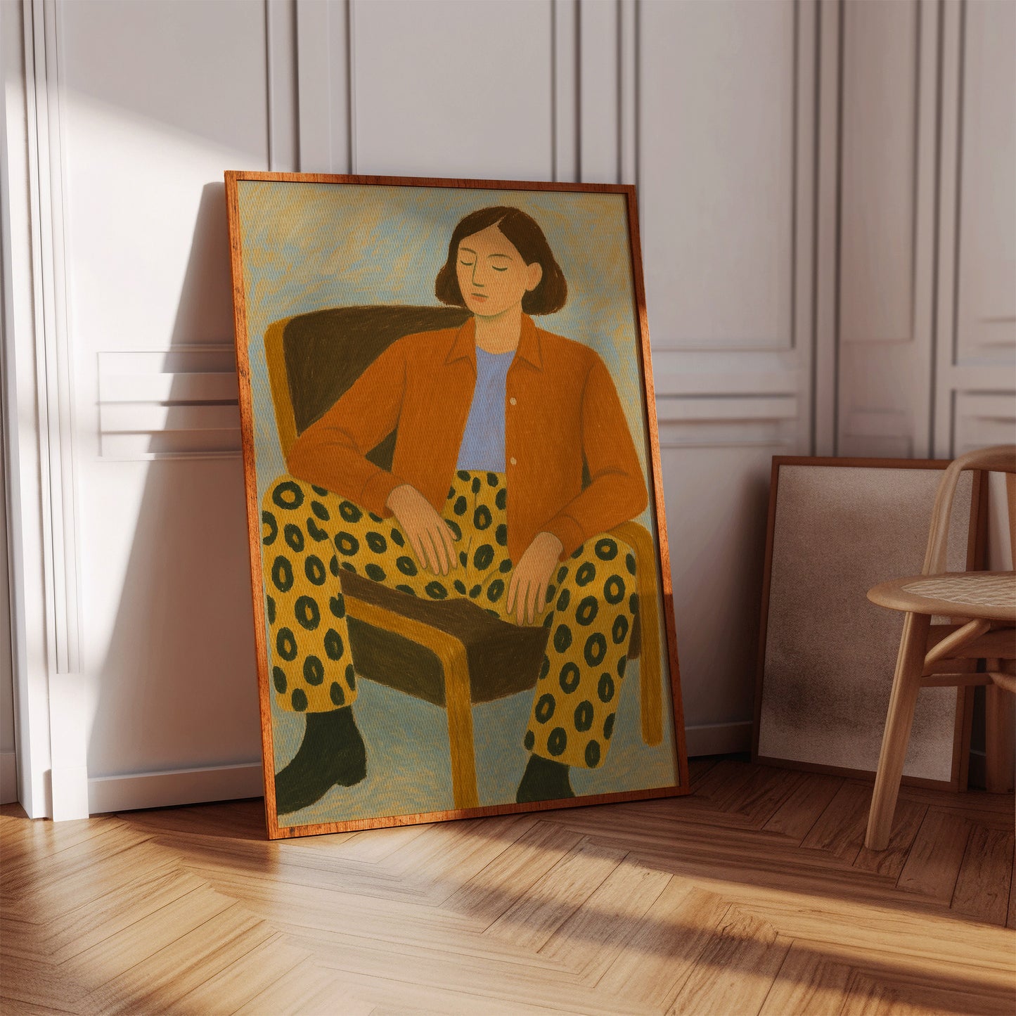 Still Moment in Patterned Pants