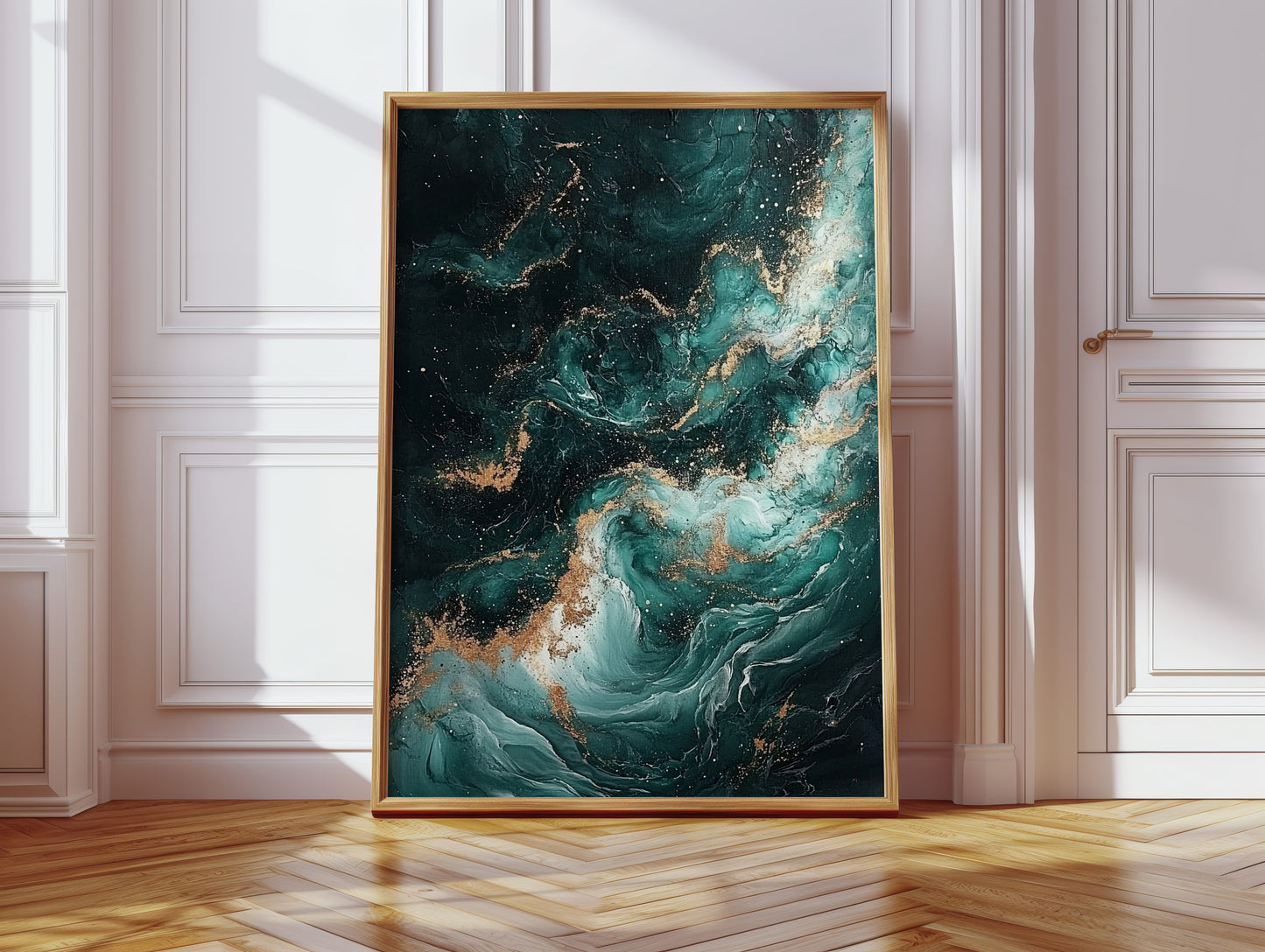 Celestial Drift in Emerald and Gold