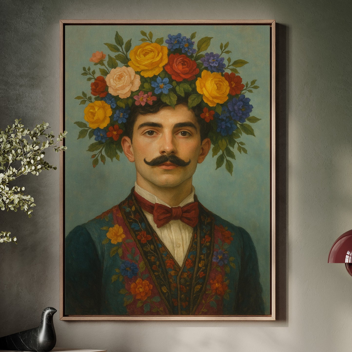 Floral Nobleman in Crimson Bowtie