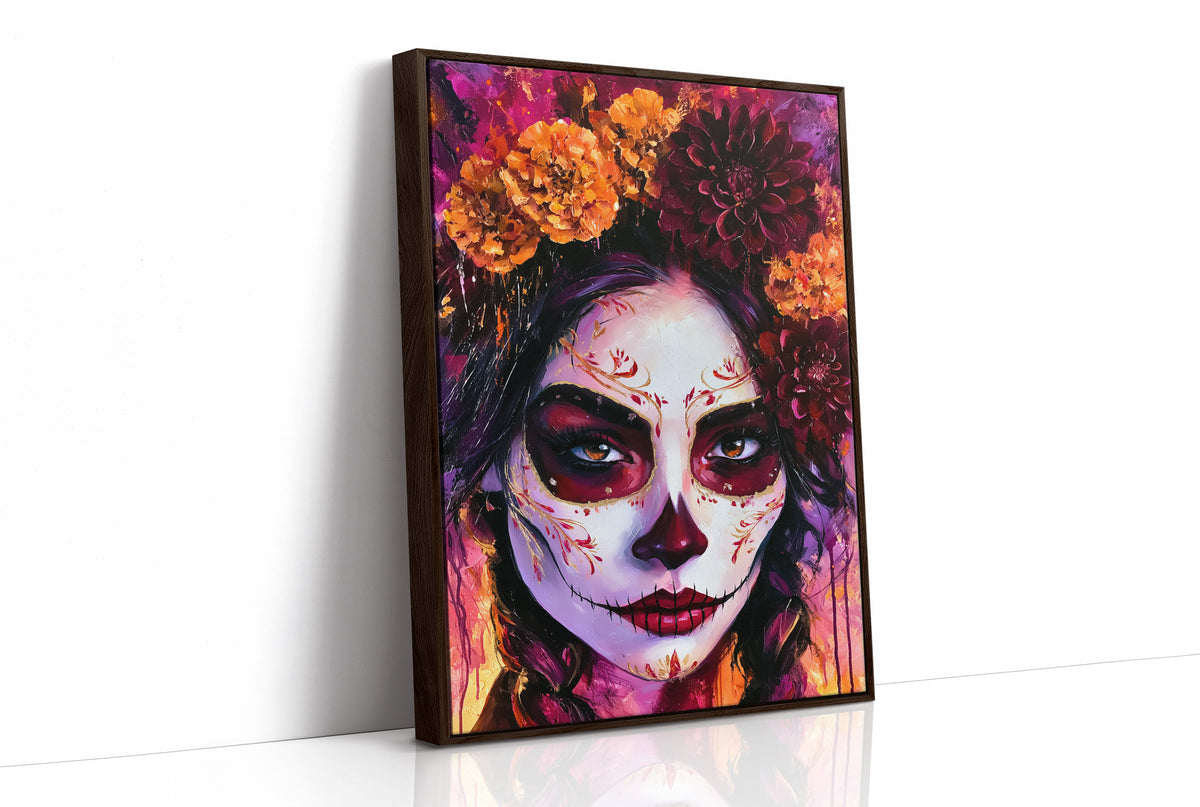 Sugar Skull in Marigold and Magenta
