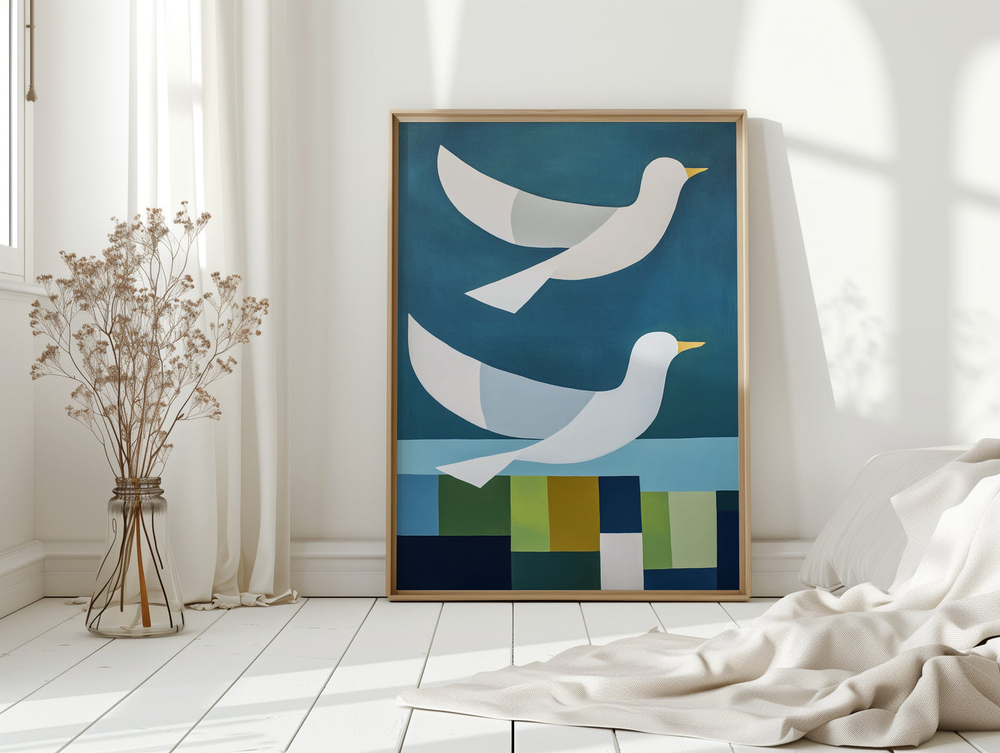 Peace Doves Above Geometric Fields
