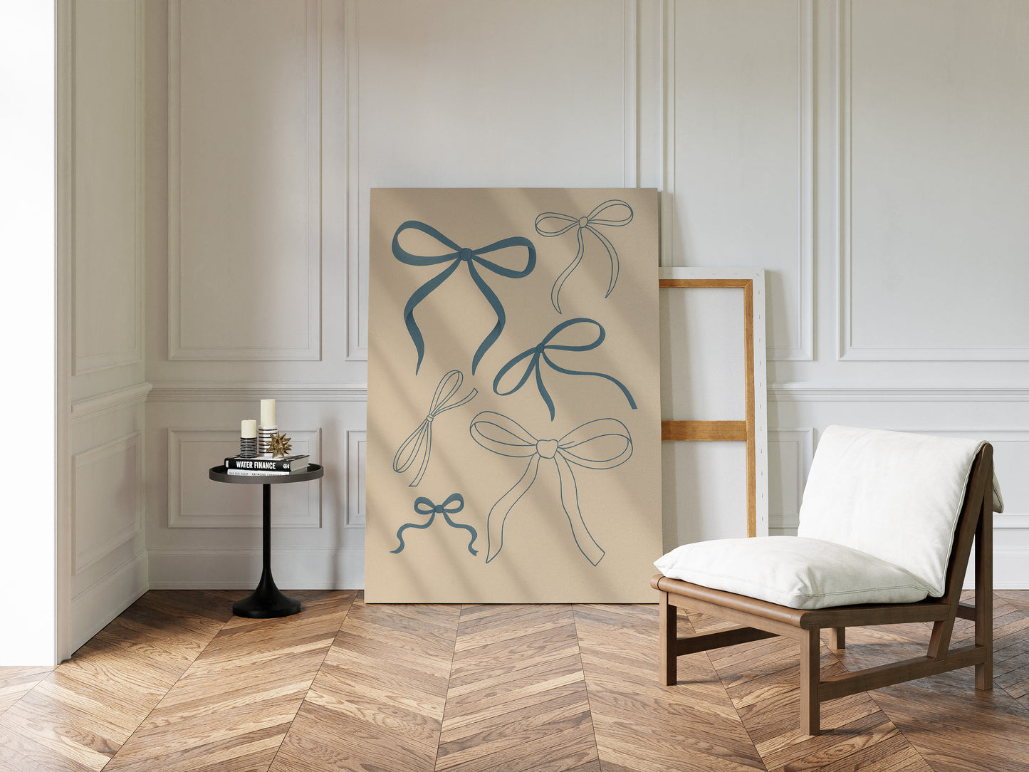Whimsical Blue Bows Minimalist Print