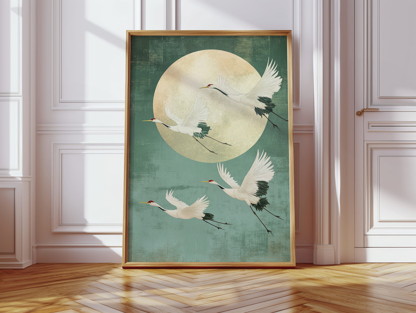 Moonrise Flight of the Cranes