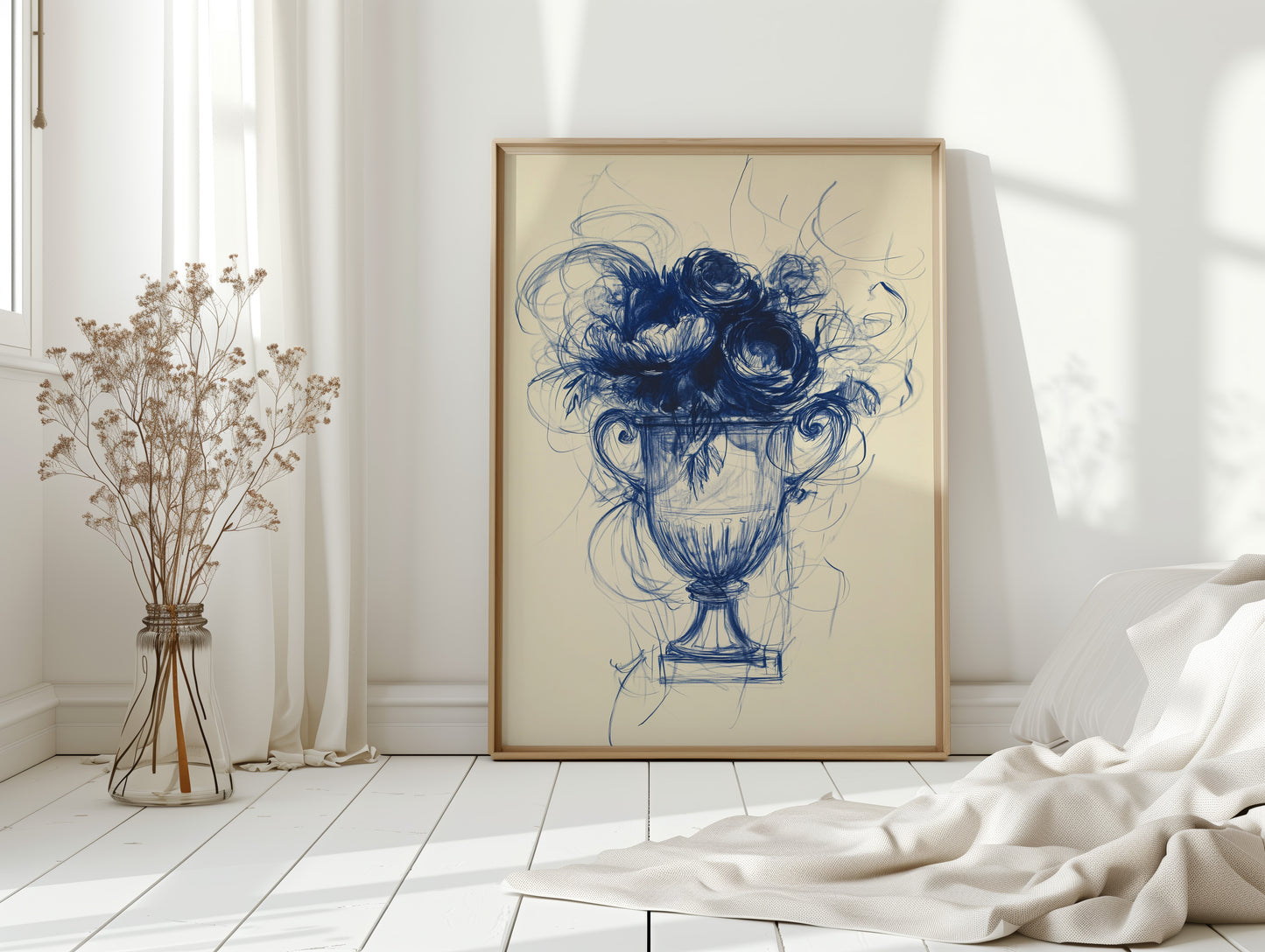 Indigo Roses Dance In Crystal Urn