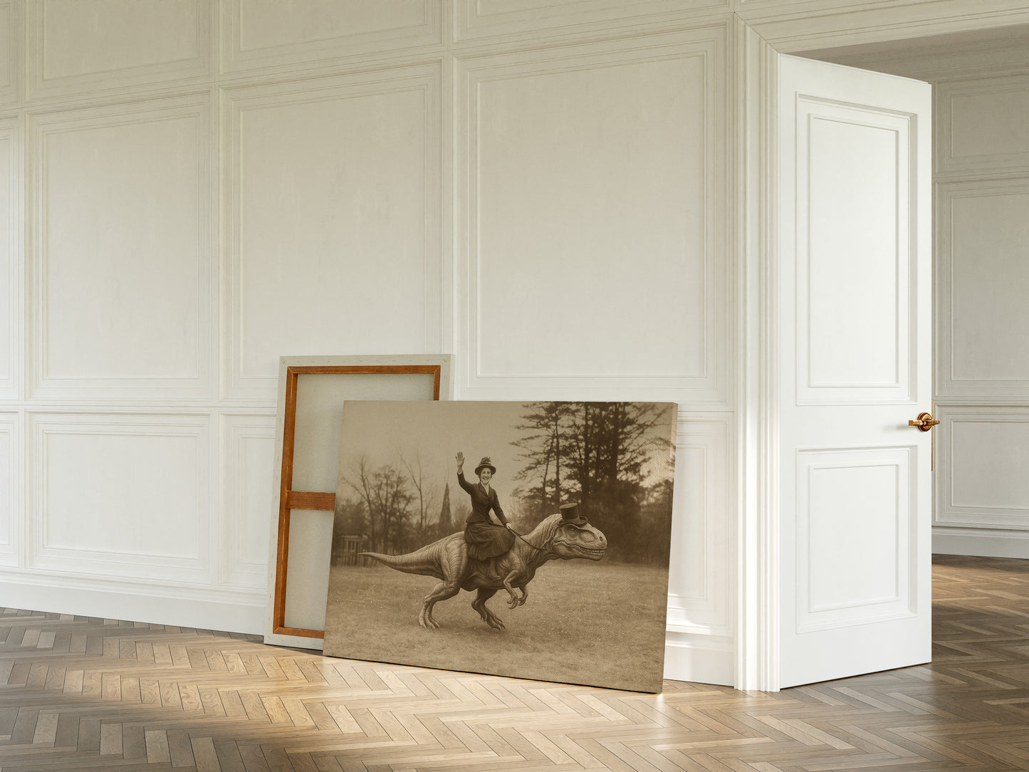 Victorian Lady Riding a Top-Hat T-Rex