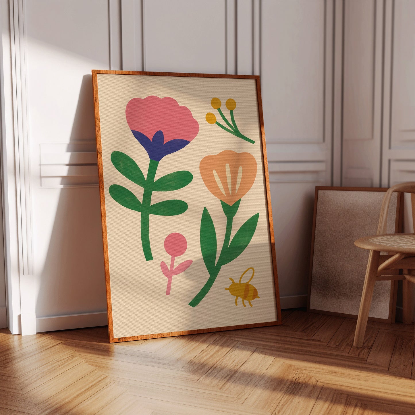 Bumblebee and Blossoms on Cream