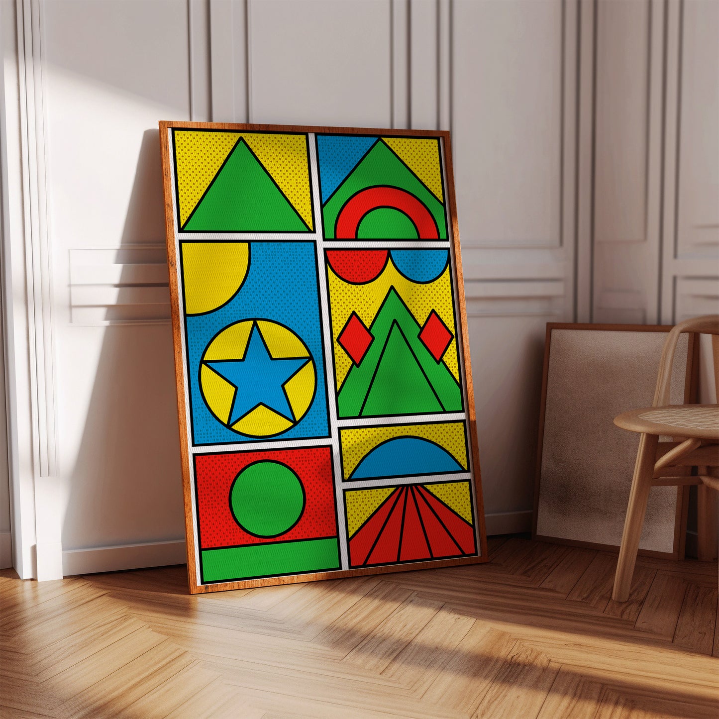 Pop Geometry in Primary Color Panels