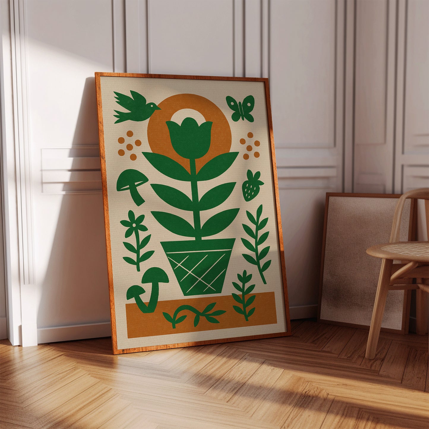 Folk Garden with Bird and Butterfly