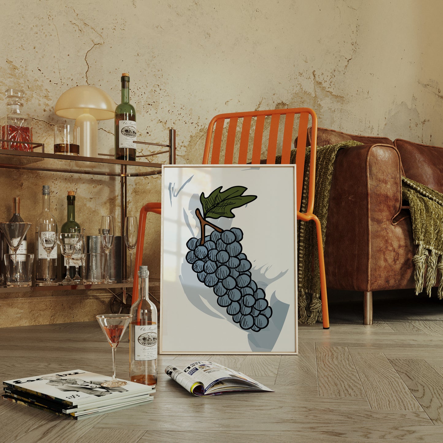 Vineyard Sketches In Steel Blue