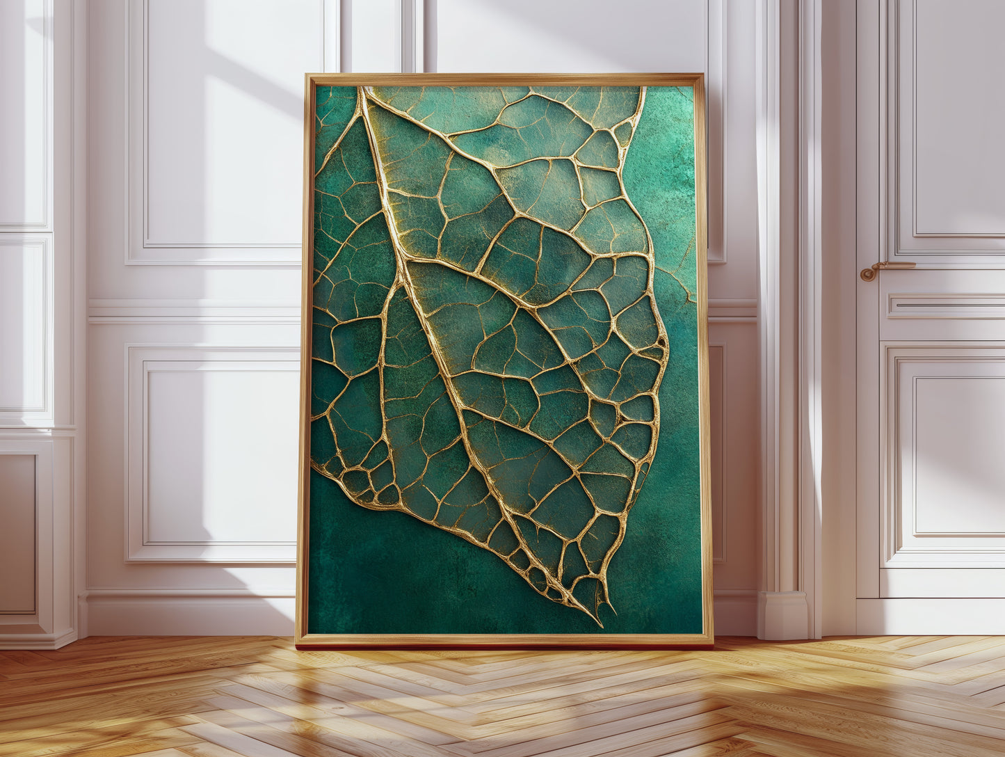 Golden Vein Leaf on Emerald