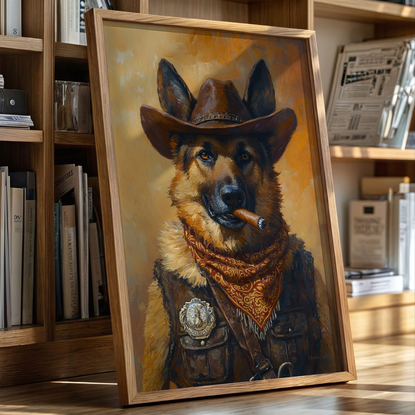 German Shepherd Sheriff in the Saddle