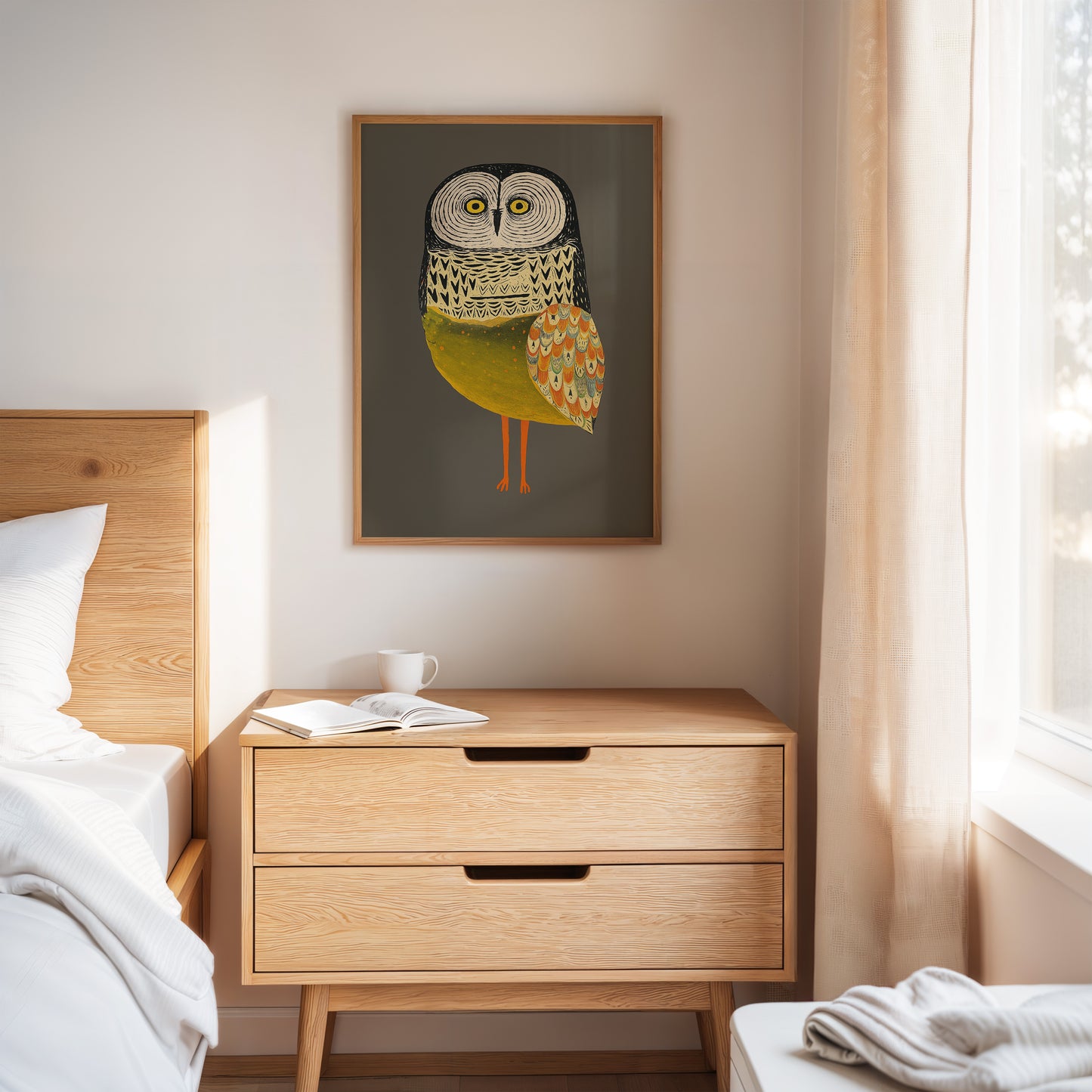 Stylized Owl with Golden Feathers