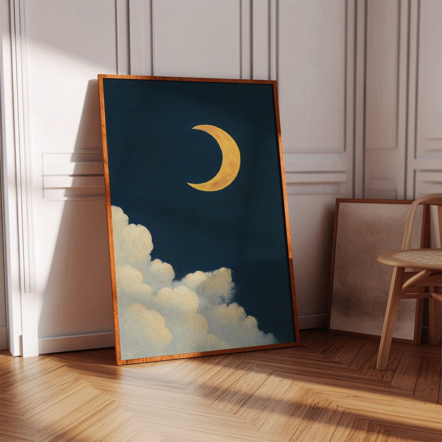 Golden Moon Over Soft Clouds