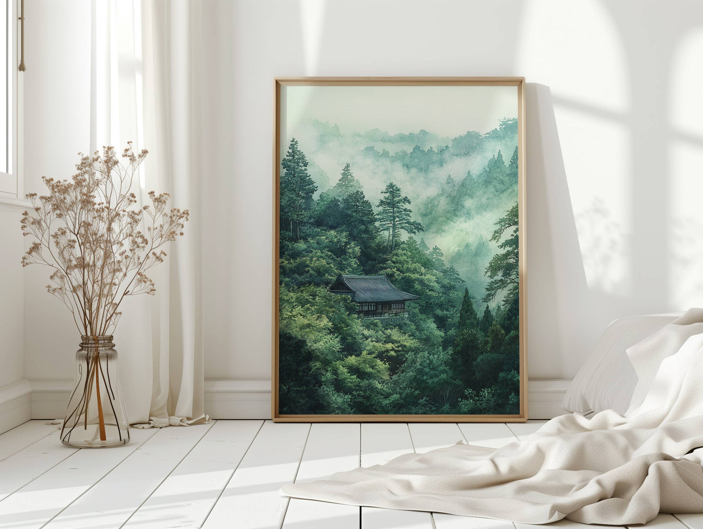 Mountain Temple Rests In Emerald Mist