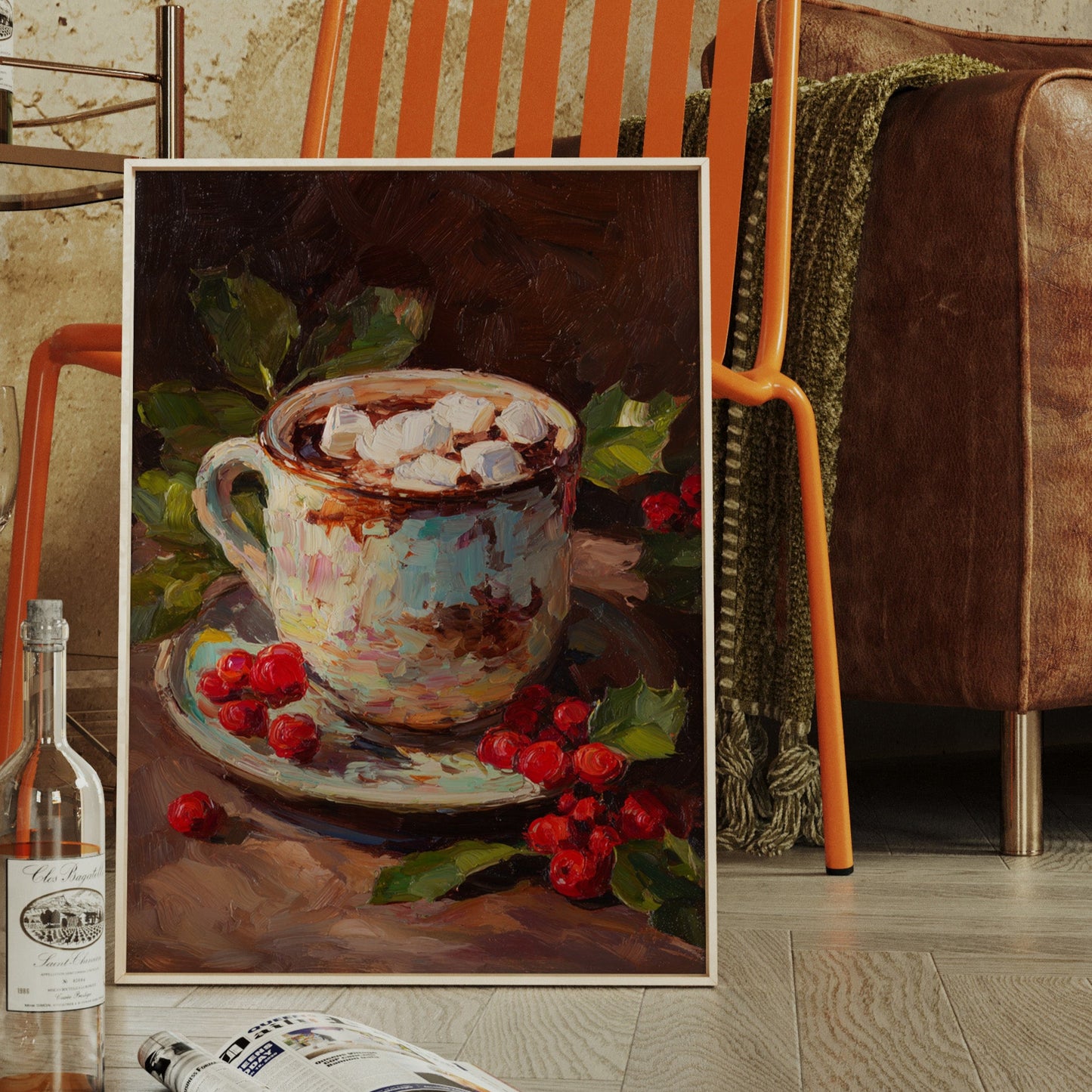 Sipping Warmth Among Winter Berries