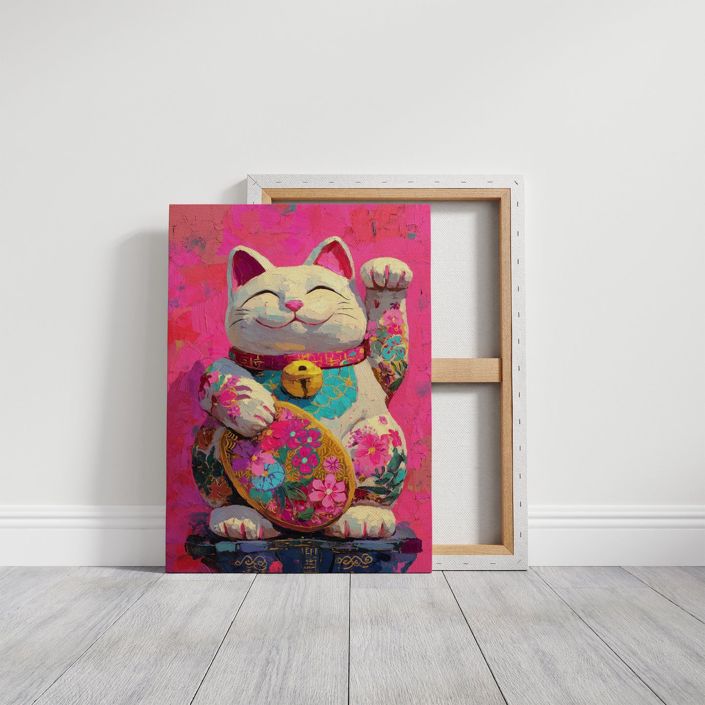 Lucky Cat Blooms In Neon Dreams