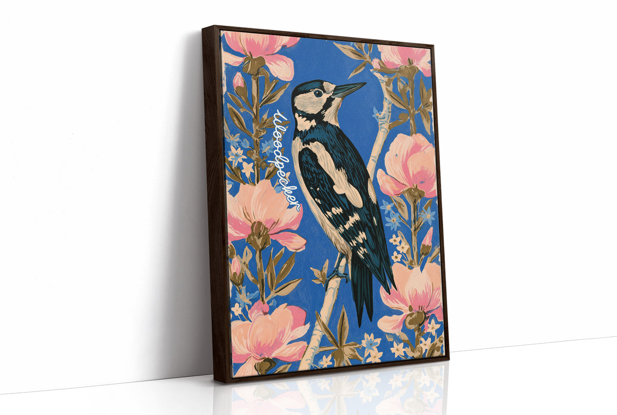 Woodpecker Among Peony Blooms