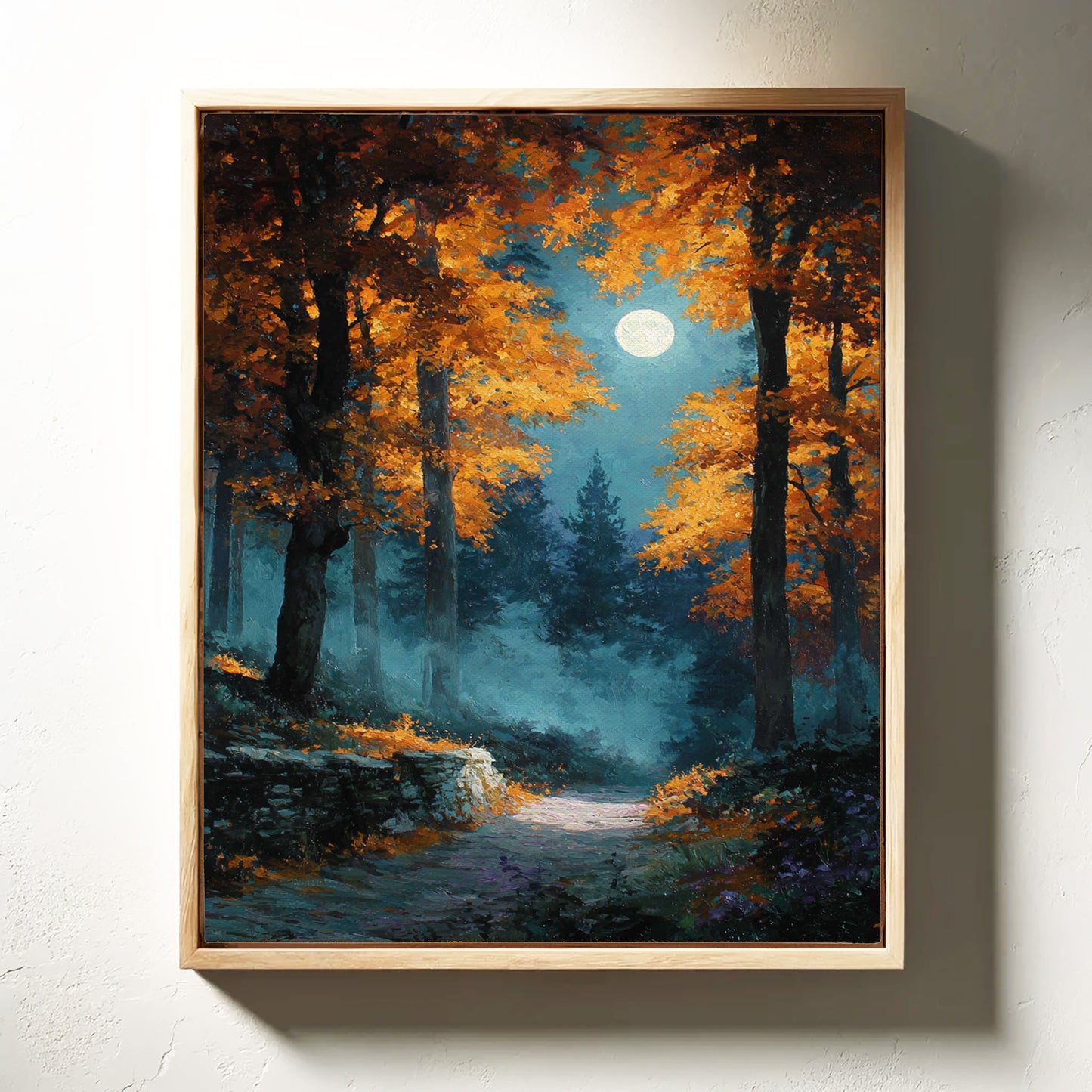 Moonlit Path Through Autumn's Embrace