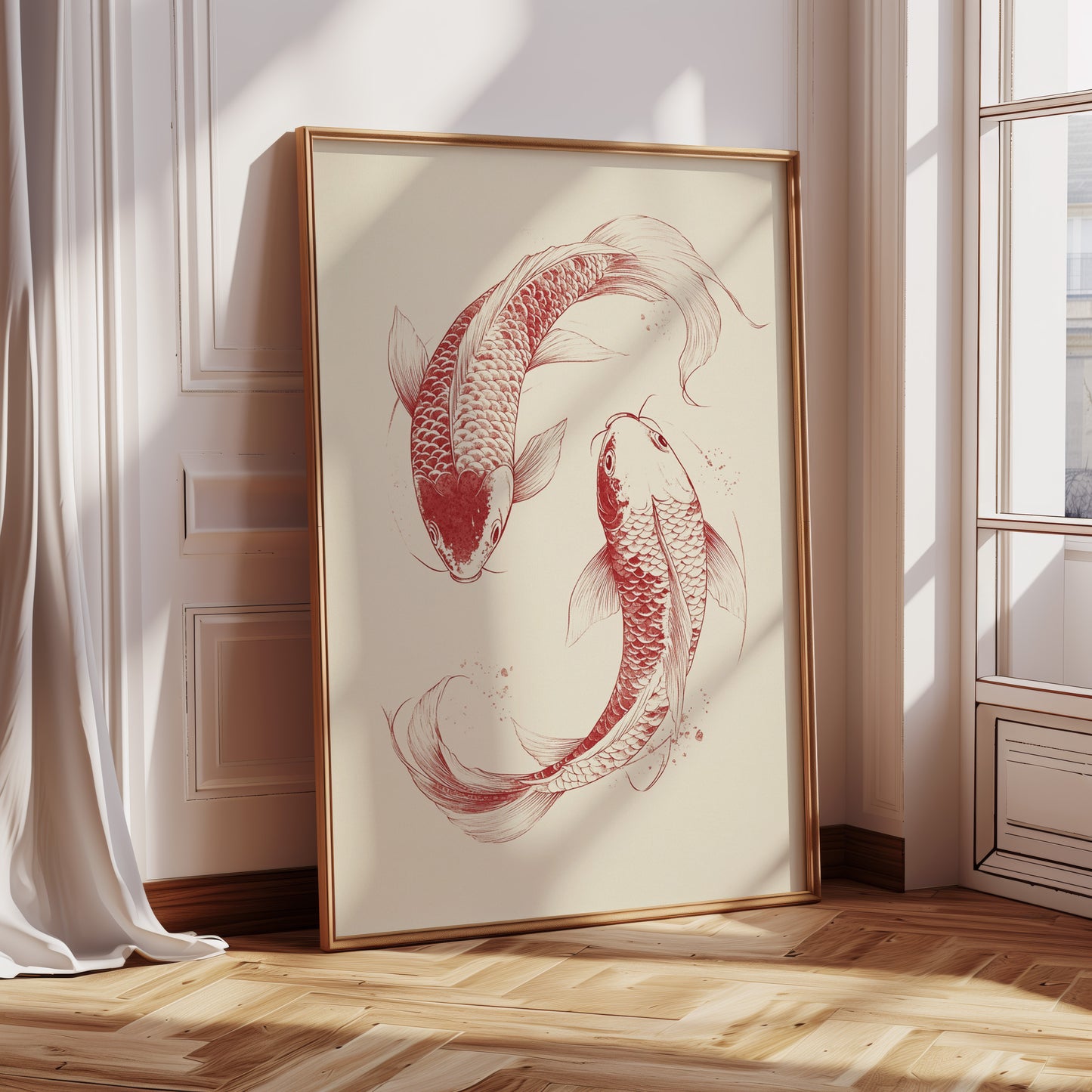 Yin-Yang Koi Fish – Minimalist Japanese Ink Wall Art