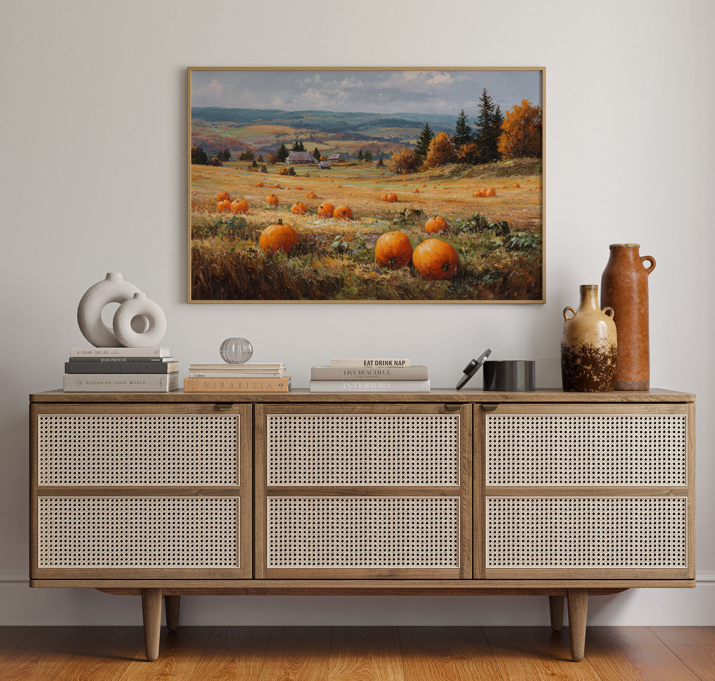 Pumpkins Rest In Rolling Hills