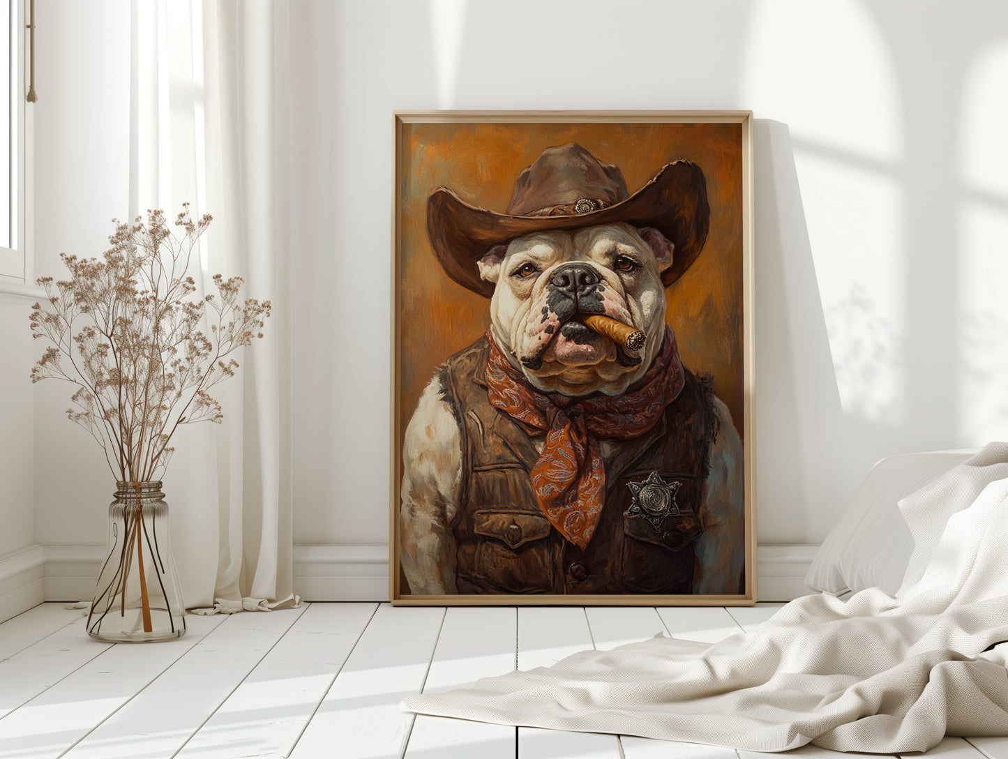 Bulldog Sheriff with a Cigar and Scowl