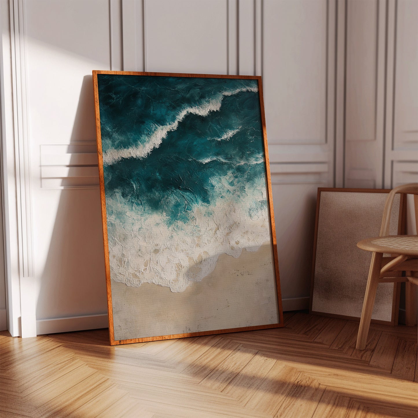 Textured Shoreline in Teal and Sand