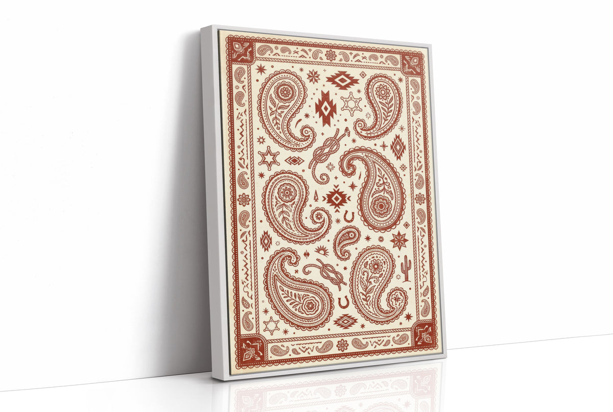 Rust Paisley Western Bandana Print