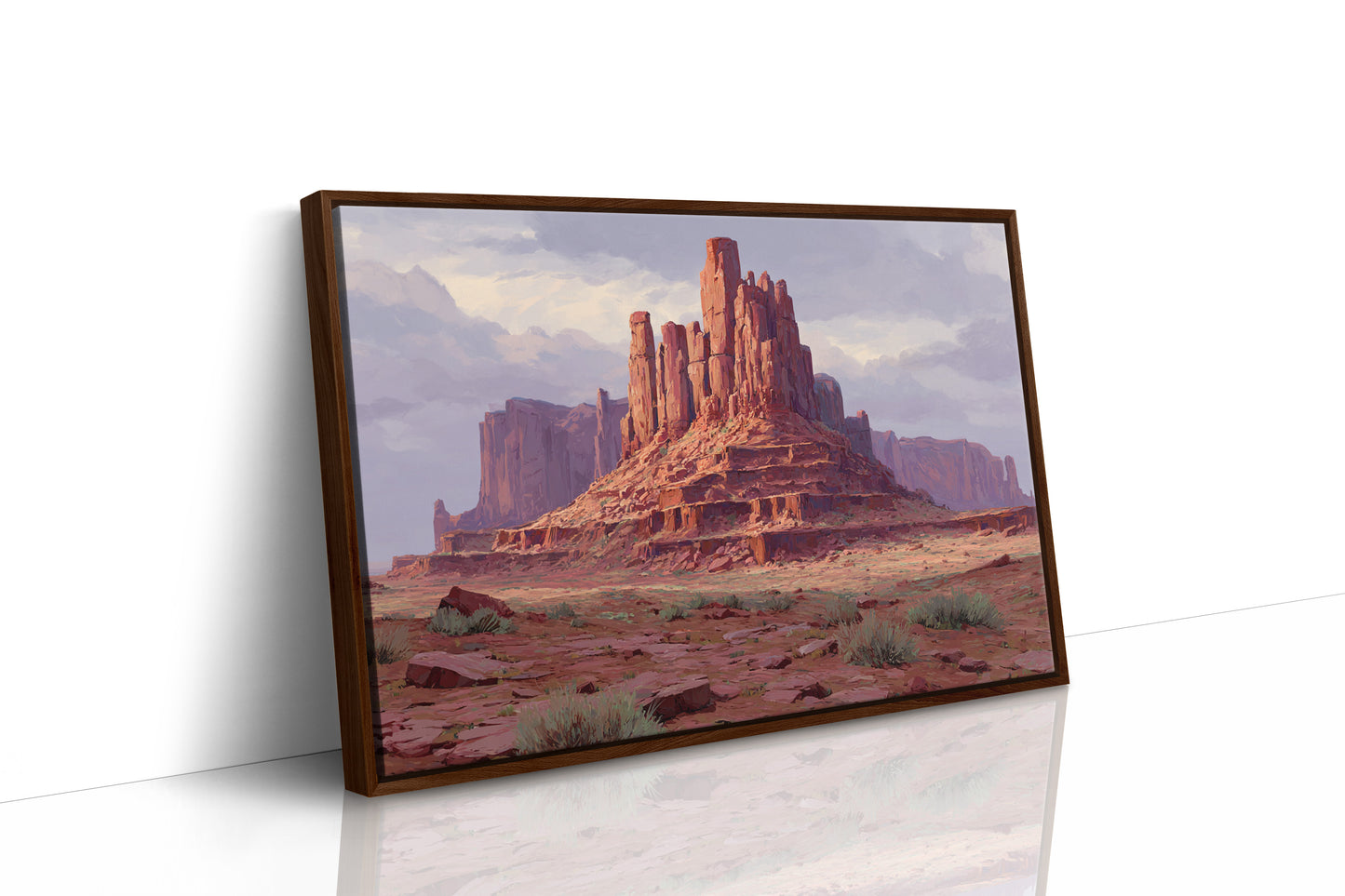 Red Towers Rise Through Purple Sky