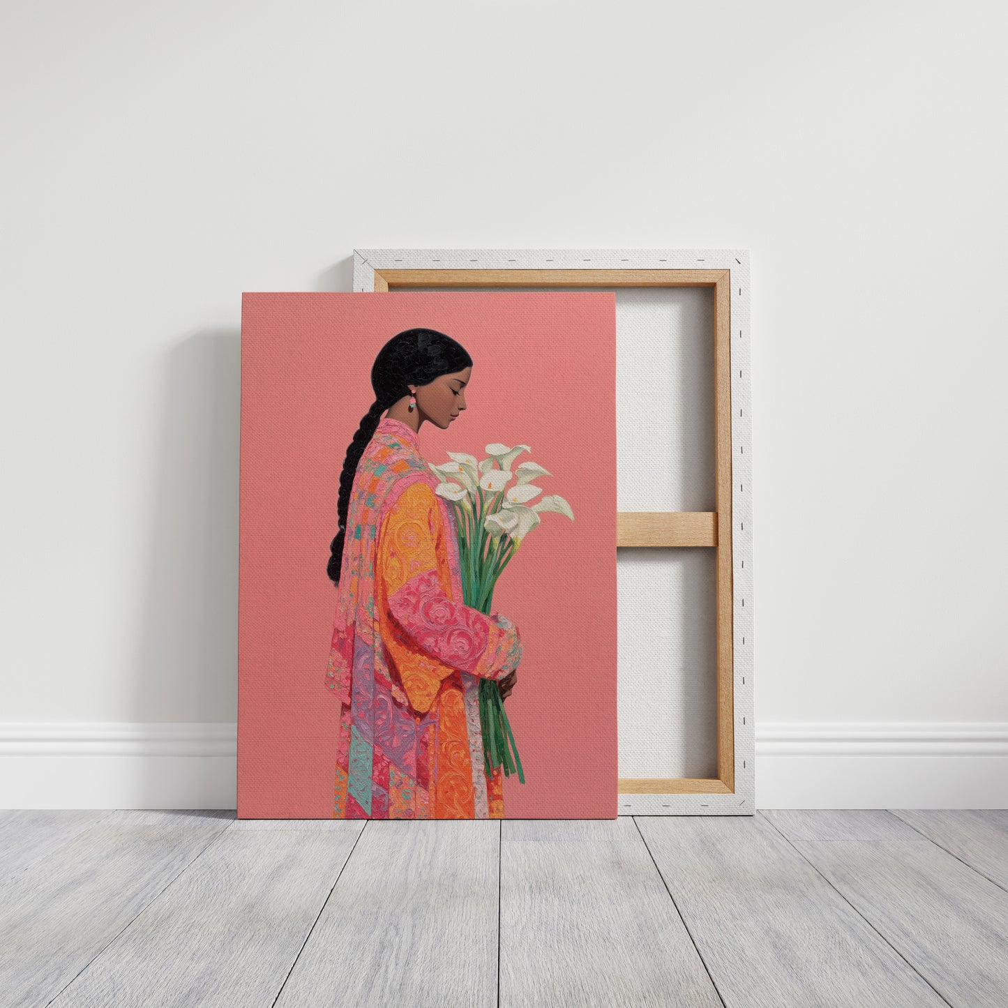 Calla Lilies Among Coral Silk