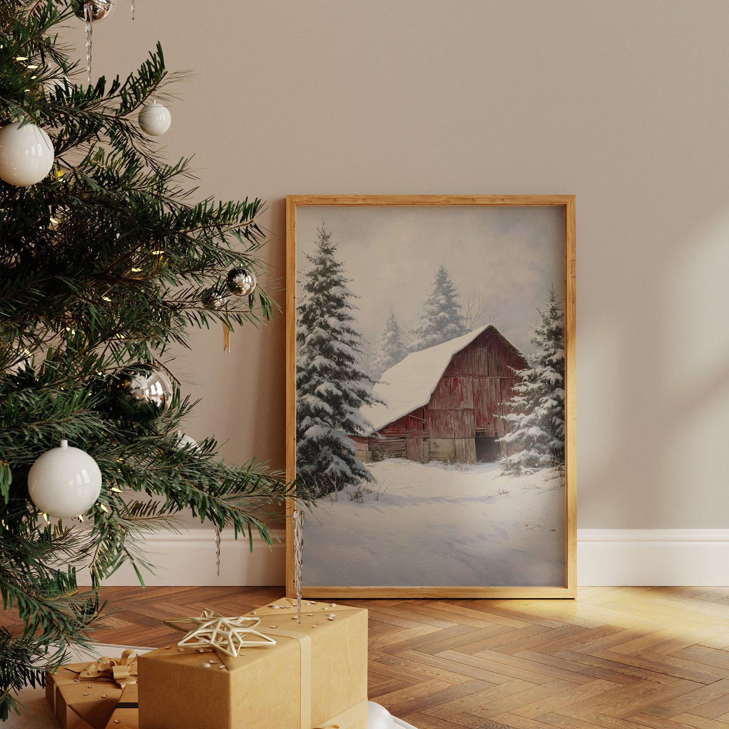 Snow Blankets The Red Barn Peace