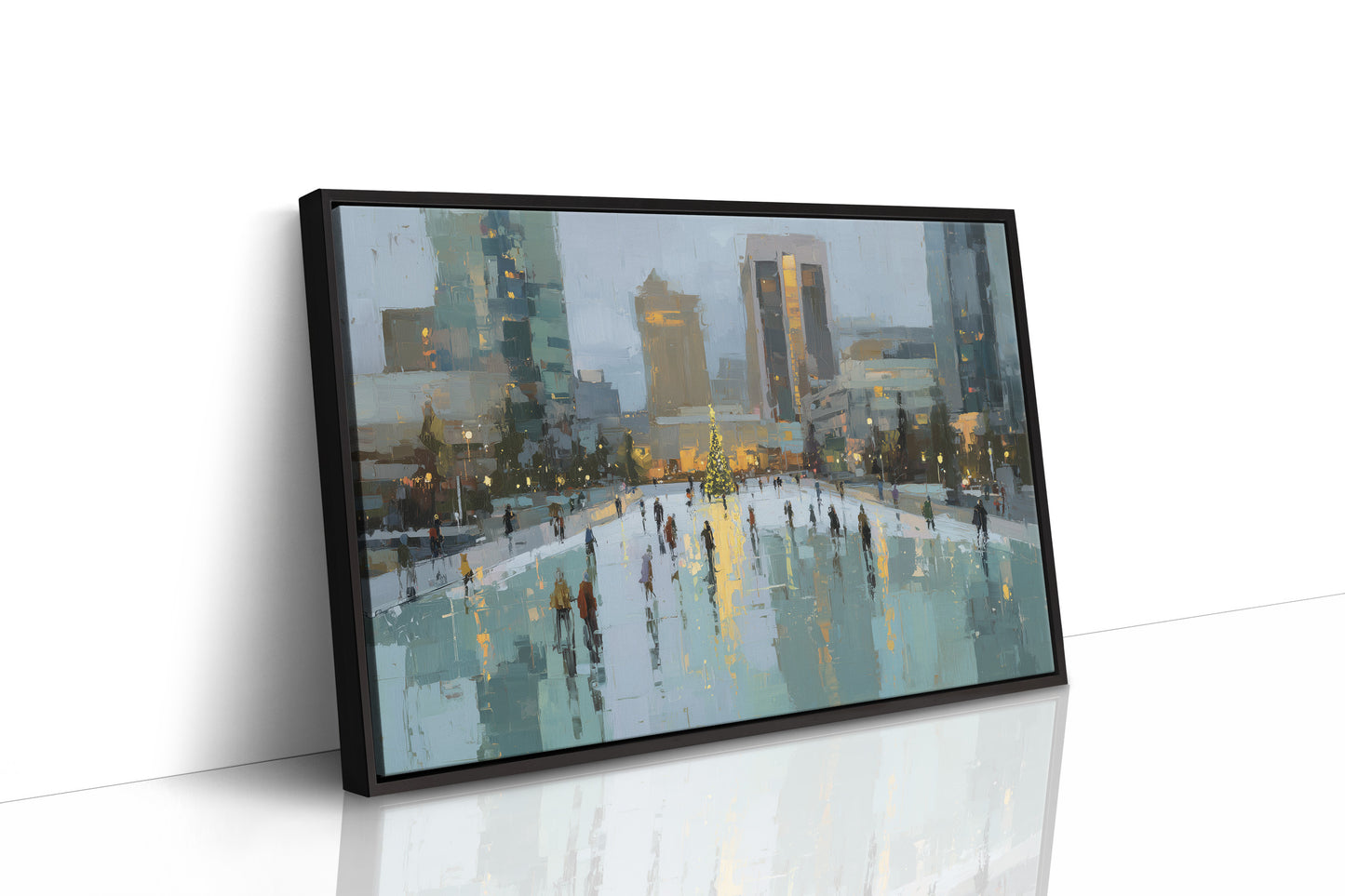 Metropolitan Frost: Holiday Skaters Beneath City Lights