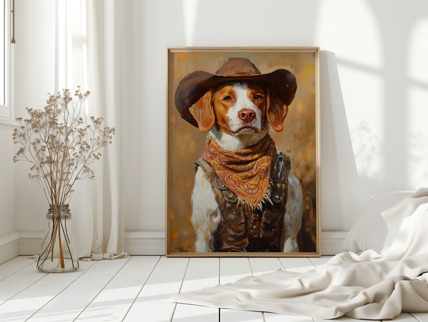 Brittany Spaniel Cowboy in Sunset Bandana