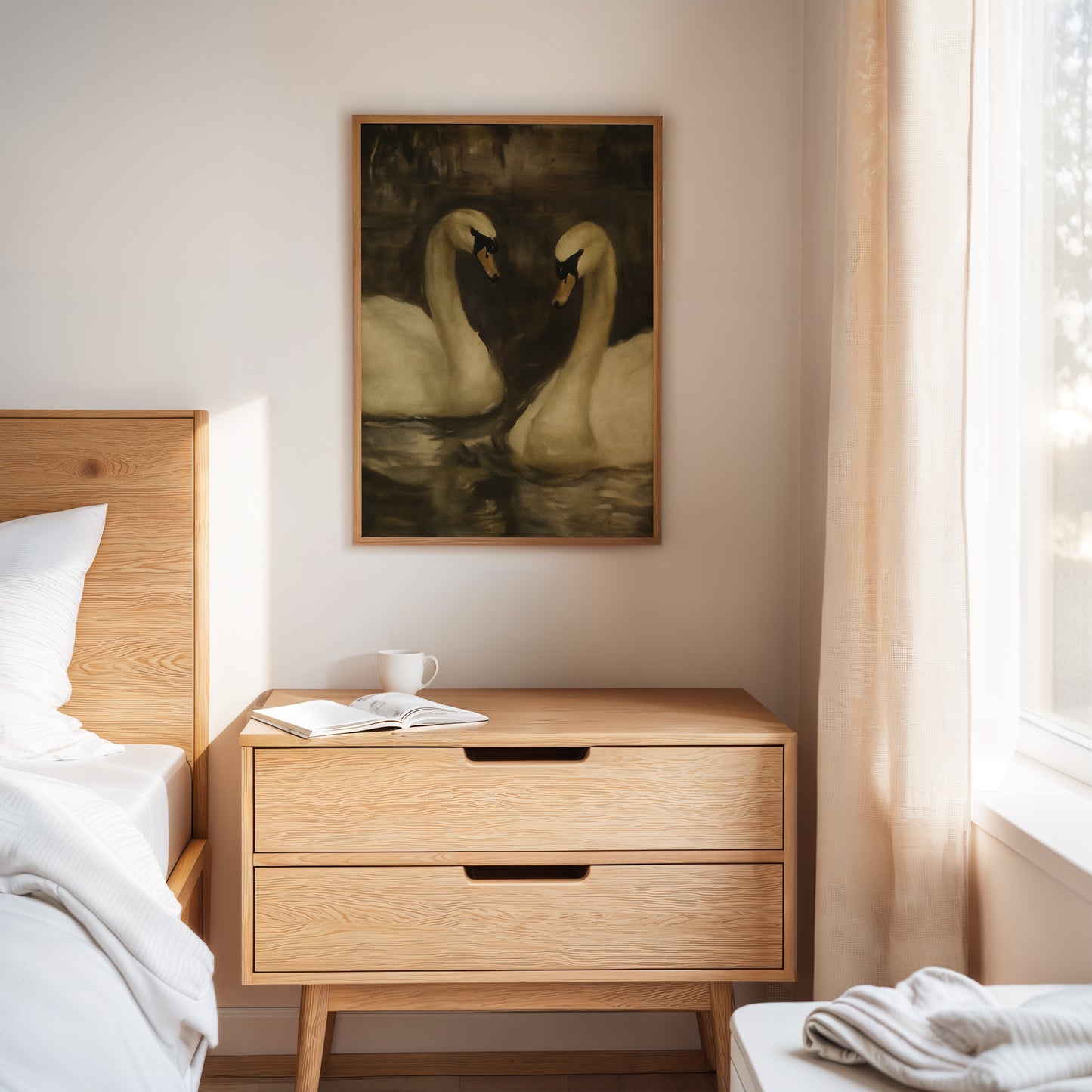 Two Swans in Quiet Reflection