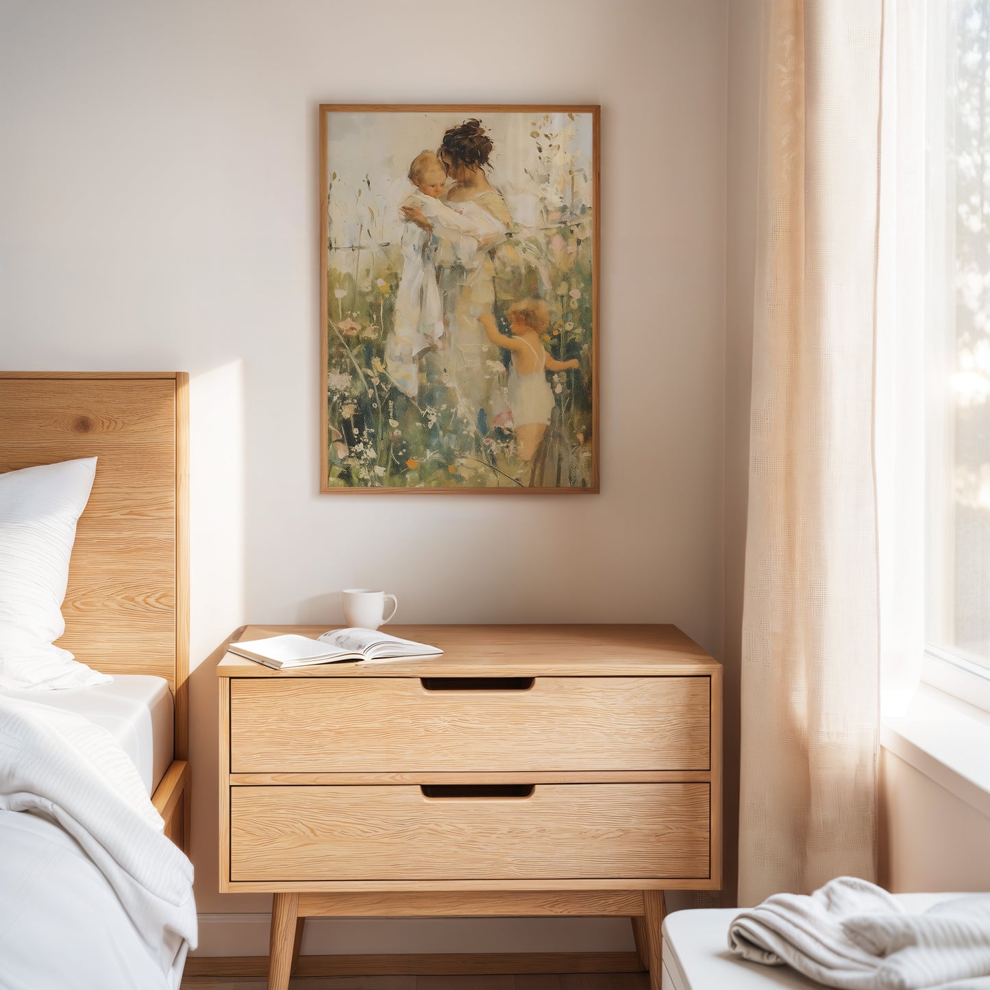 Mother and Children in the Summer Meadow