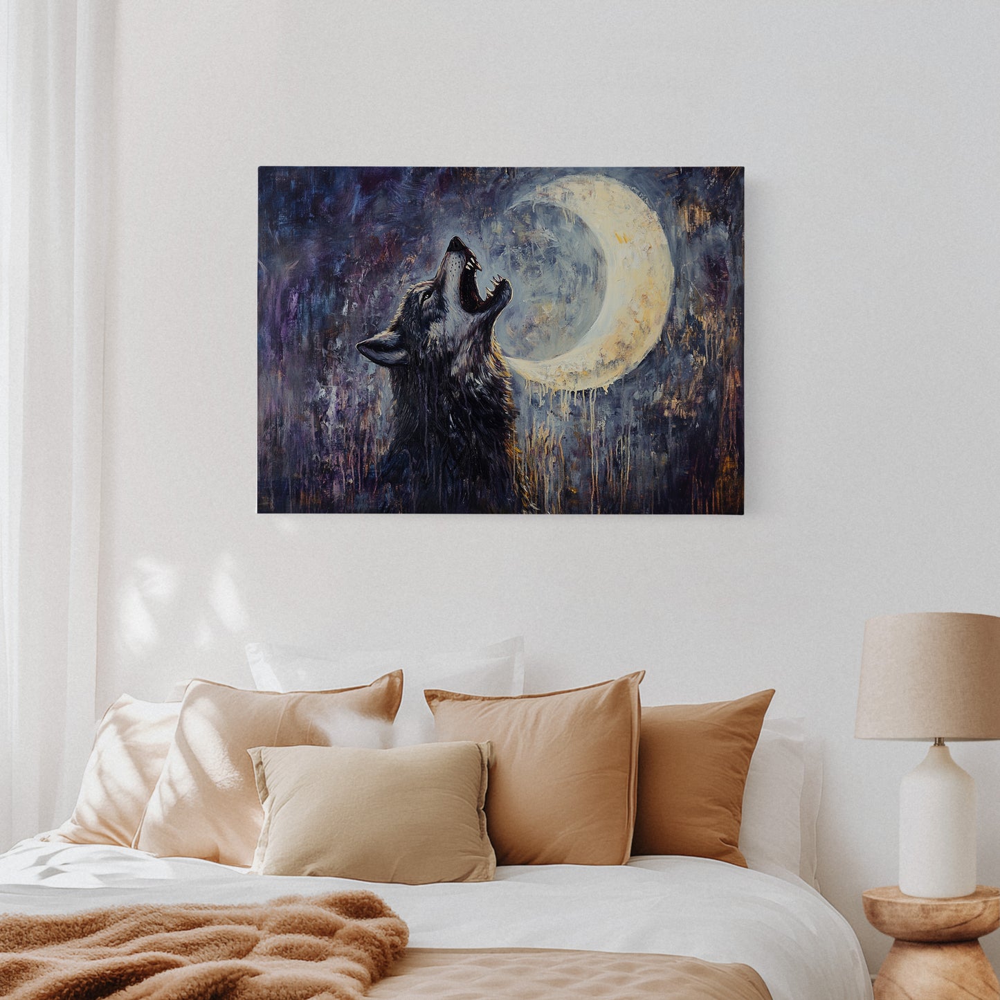 Lone Wolf Howl Under the Moon
