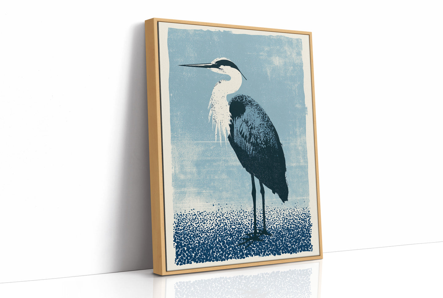 Heron Study: A Screenprint in Blue