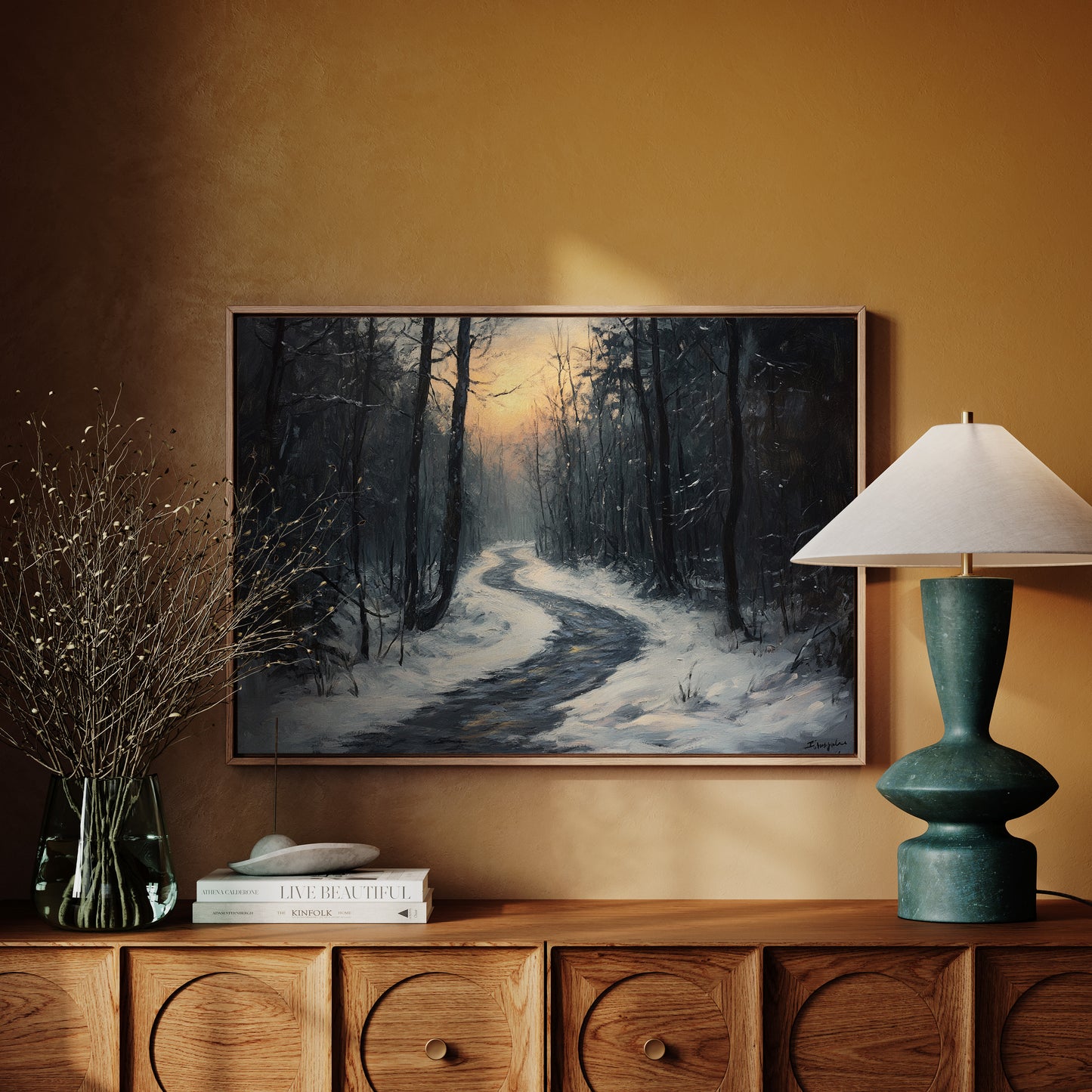 Winter Path Beckons Golden Dawn