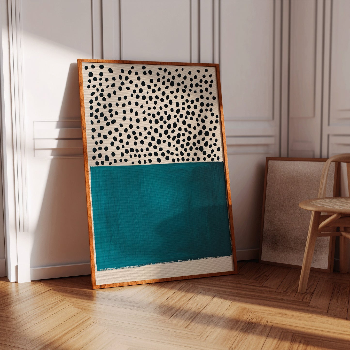 Teal Block and Ink Dots